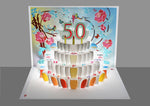 Load image into Gallery viewer, Floral Happy 50th Birthday 3D Pop Up Greetings Card
