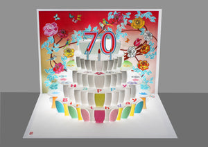Floral Happy 70th Birthday 3D Pop Up Greetings Card