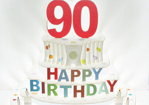 Happy 90th Birthday 3D Pop Up Greetings Card