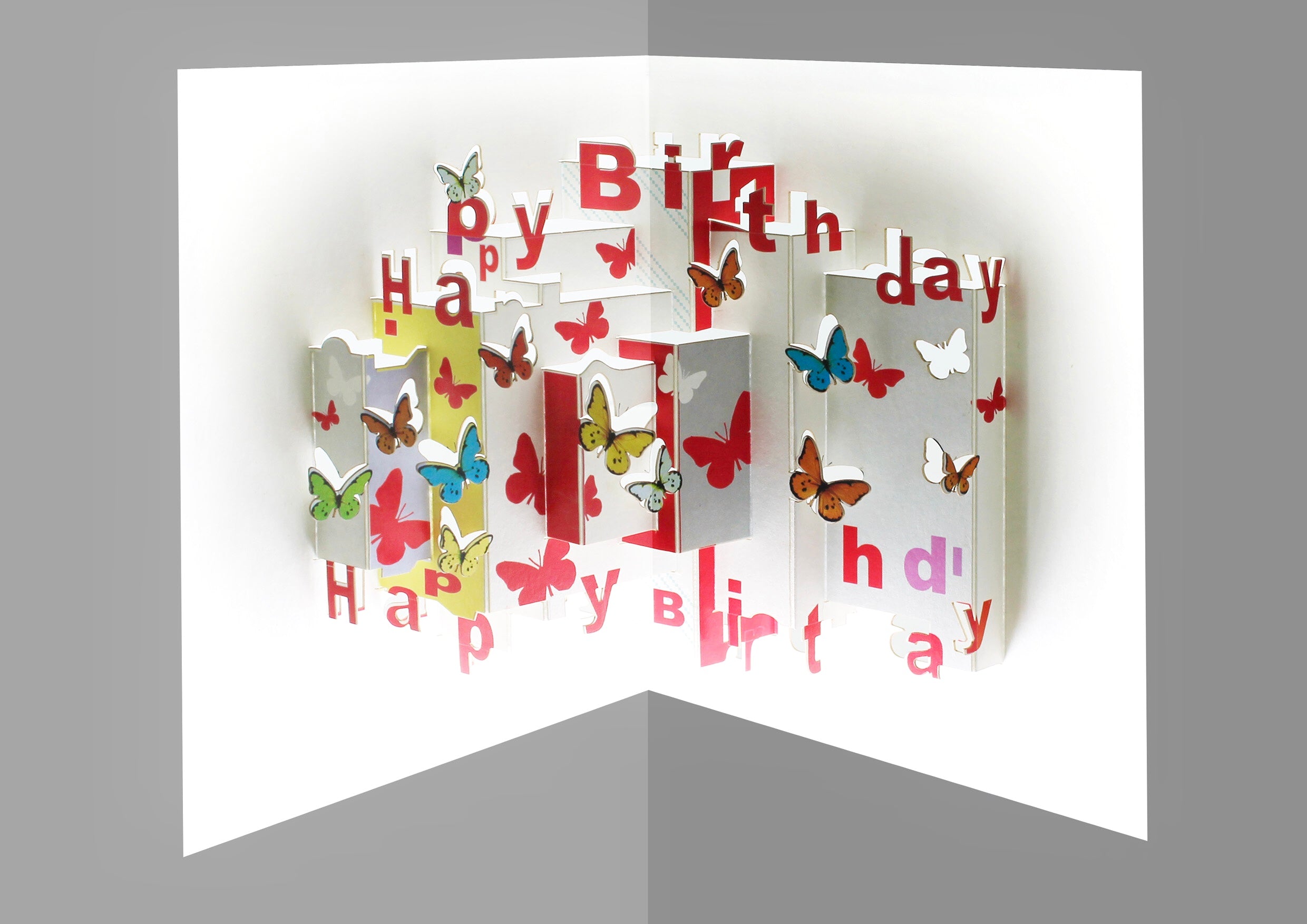 Happy Birthday Natures Butterflies Butterfly 3D Pop Up Blank Greeting Card
