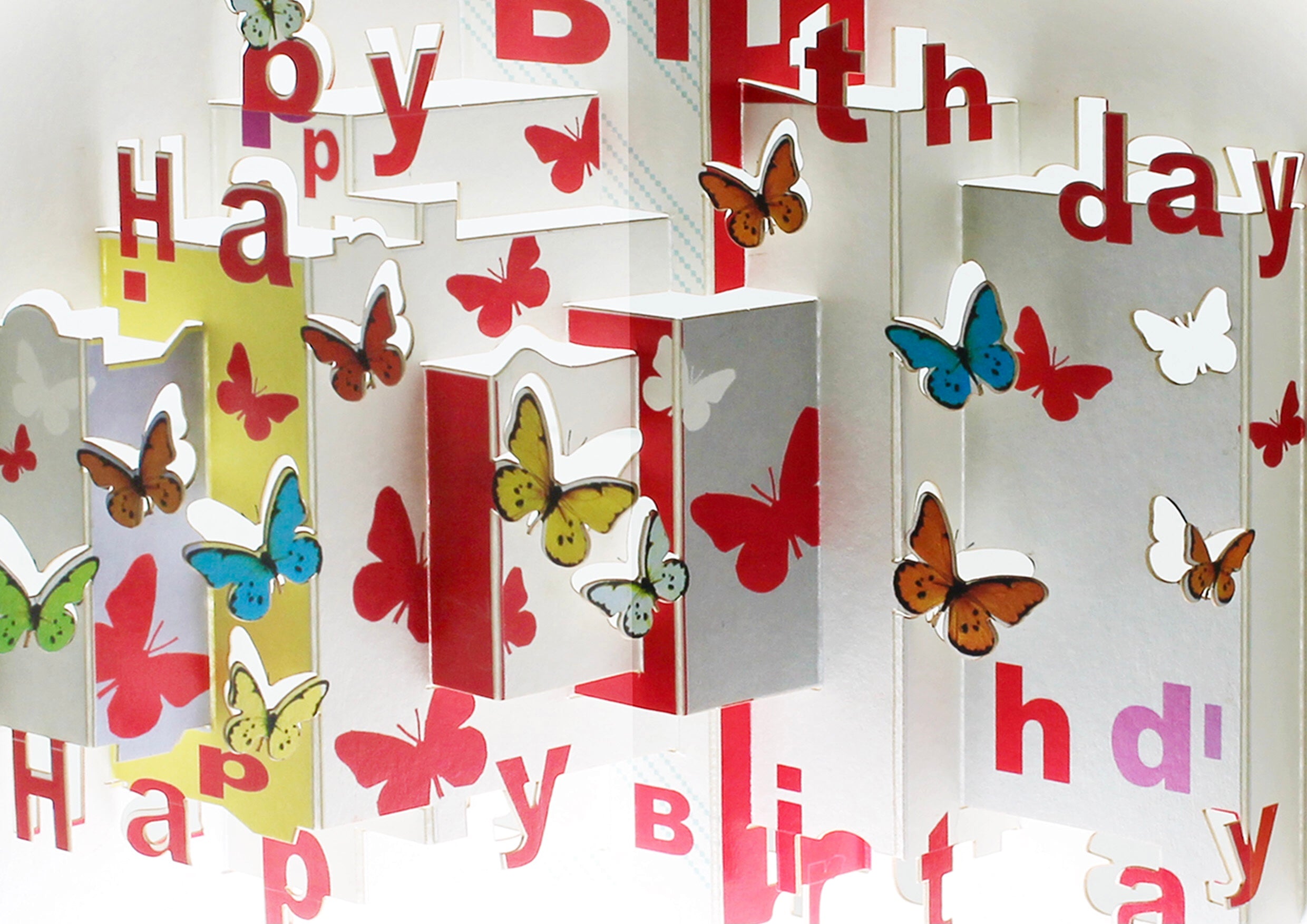 Happy Birthday Natures Butterflies Butterfly 3D Pop Up Blank Greeting Card