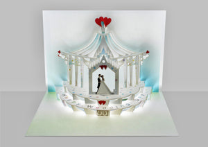 Happy Wedding Day Carousel of Love Fairground Special 3D Pop Up Blank Greeting Card