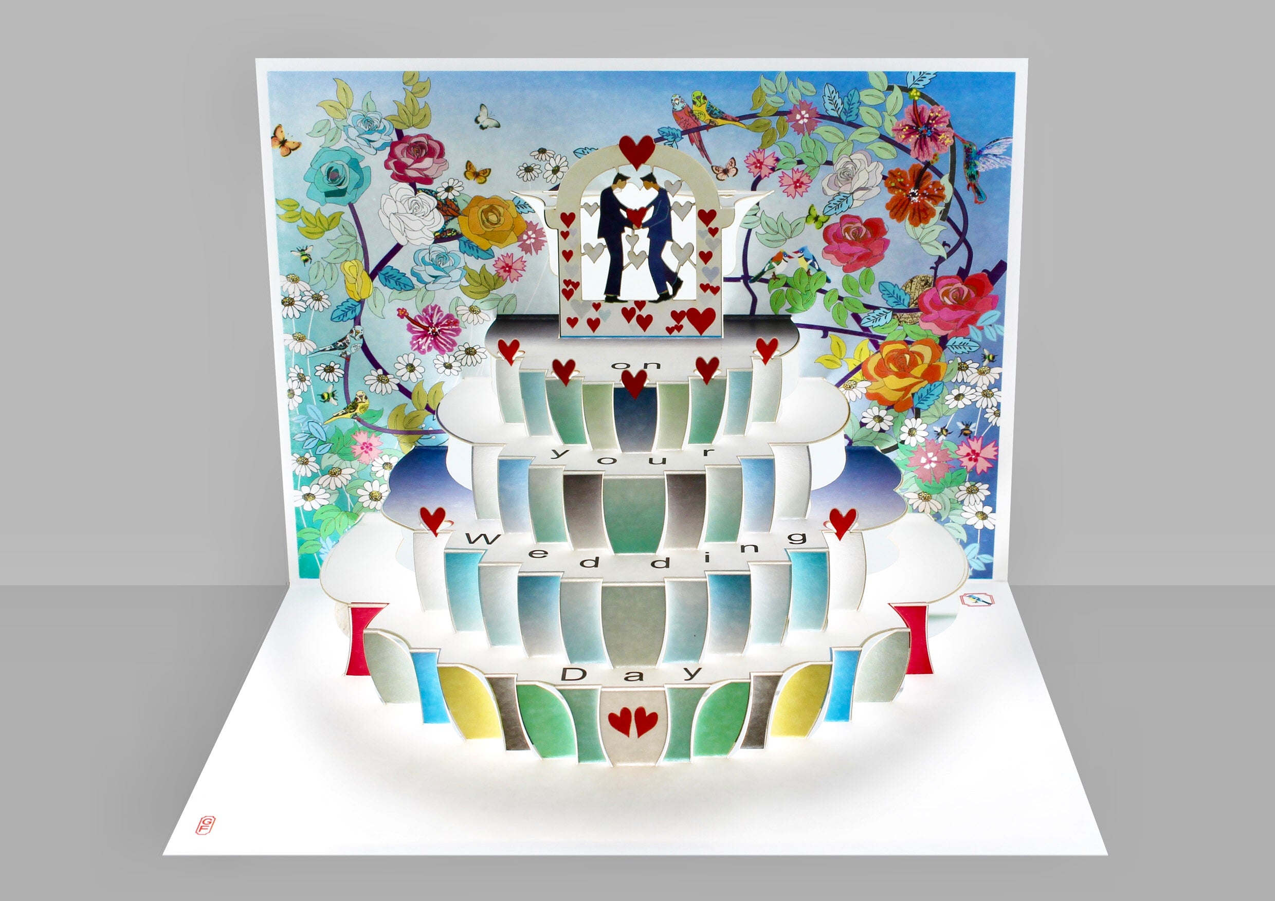 Male Gay On Your Wedding Day Floral 3D Pop Up Wedding Cake Special Day Greeting Card LGBT
