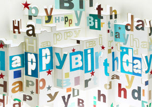 Collage Happy Birthday 3D Blank Pop Up Birthday Greeting Card Boy