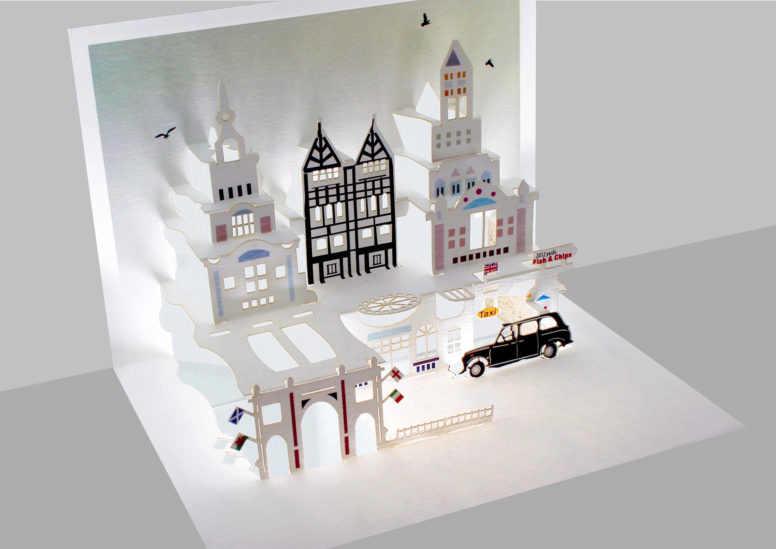 Liberty London Tudor Iconic London Taxi 3D Pop Up Birthday Greeting Card