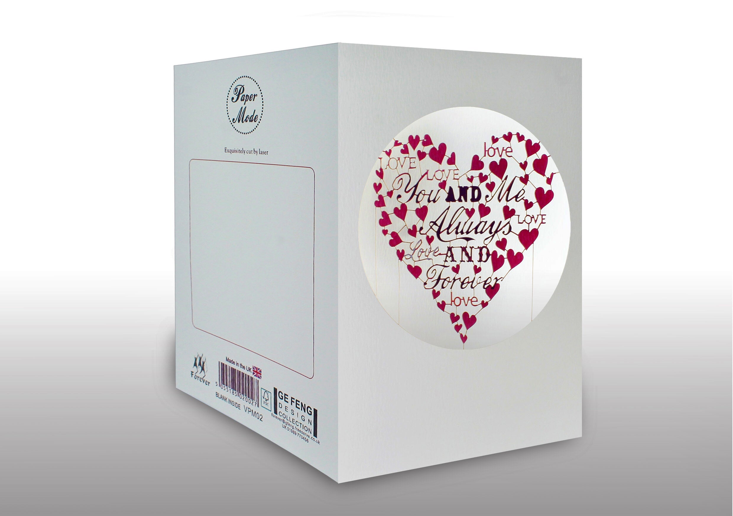 Valentines You & Me Forever 3D Cut Out Wedding Anniversary Birthday Greeting Card