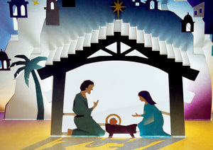 3D Pop Up Nativity Stable Scene Christmas Card