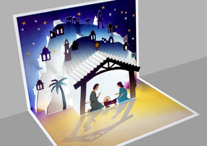 3D Pop Up Nativity Stable Scene Christmas Card