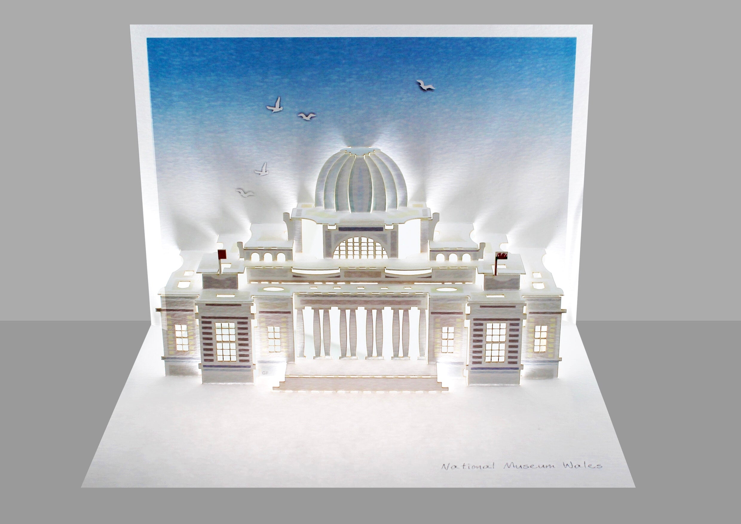 National Museum Of Wales Cardiff Iconic British Landmark 3D Pop Up Birthday Greeting Card