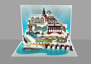 Ross on Wye Iconic British Landmarks Towns & Village 3D Pop Up Birthday Greeting Card